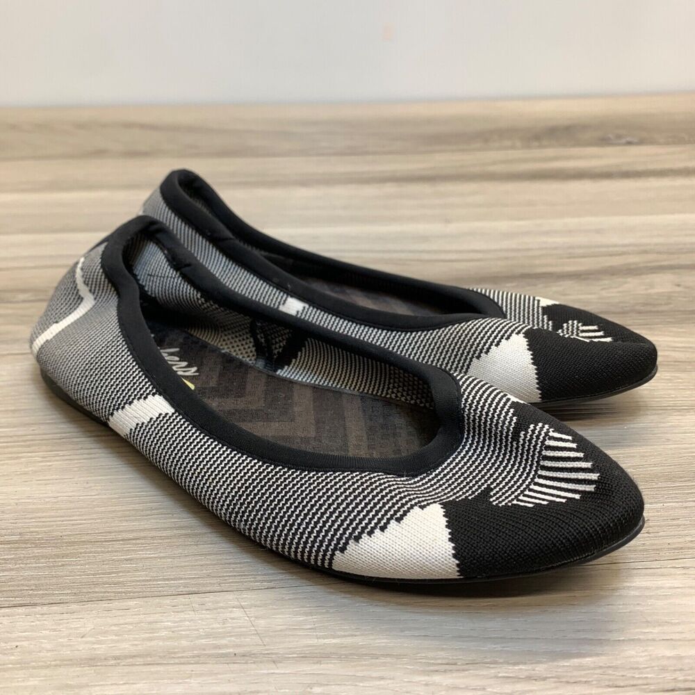 Skechers Women Flats Black Grey Size 7 37.5 Air Cooled‎ Memory Foam Ballet Work